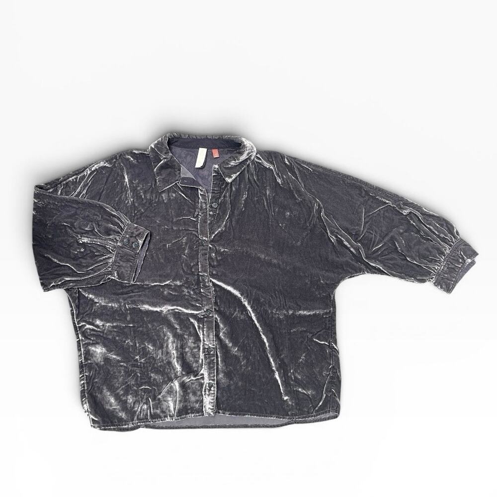 Pilcro Anthropologie Relaxed Velvet 3/4 Sleeve Boxy Blouse - Picture 2 of 5
